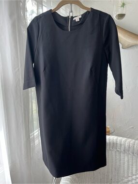 GAP Black Mini Shift Dress with Elbow Sleeves